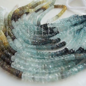 Cuentas redondas de piedras preciosas facetadas de aguamarina de musgo AAA sombreadas de 7 &quot;, 4,5 mm, 5 mm, 5,5 mm, azul, verde, marrón, dorado