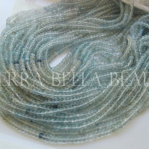 14" strand shaded AQUAMARINE smooth gem stone rondelle beads 4mm 4.5mm blue green