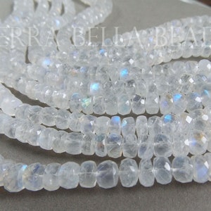 6&quot; transparent AAA RAINBOW MOONSTONE faceted gem stone rondelle beads 5mm 5.5mm 6mm 6.5mm 7mm