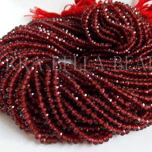 12" strand AAA MOZAMBIQUE GARNET faceted gem stone rondelle beads 3.8mm 4mm red calibrated