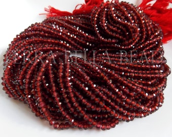 12&quot; strand AAA MOZAMBIQUE GARNET faceted gem stone rondelle beads 3.8mm 4mm red calibrated