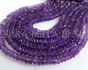 9" strand medium purple AMETHYST faceted gem stone rondelle beads 5mm 6mm 7mm 7.5mm 8mm 8.5mm 9mm