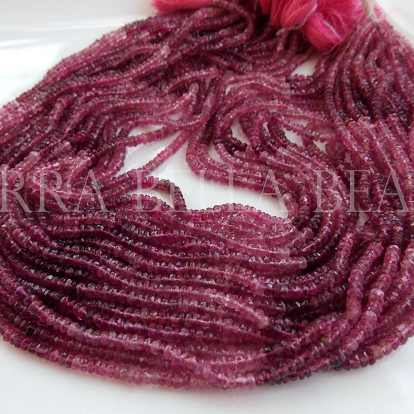 6.5" strand shaded PINK TOURMALINE faceted gem stone rondelle beads 2.5mm - 3mm ombre