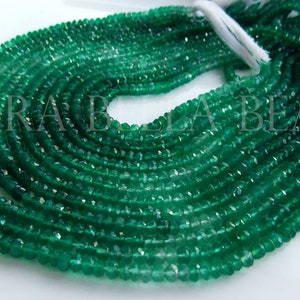 13" shaded GREEN ONYX faceted gem stone rondelle beads 3mm 3.5mm 4mm