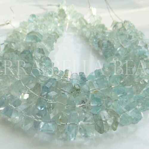 7 Strand Natural AQUAMARINE Faceted Gem Stone Nugget Etsy