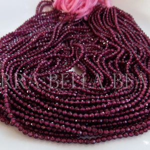 12.5&quot; strand AAA RHODOLITE GARNET faceted gem stone round beads 2.8mm