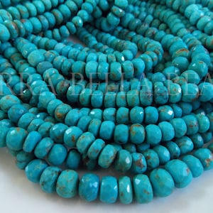 4 &quot;natürliche AAA ARIZONA TURQUOISE facettierte Edelstein Rondelle Perlen 7 mm 8 mm 9 mm 10 mm blau grün