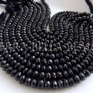 7.5" strand black SPINEL faceted rondelle gem stone beads 8mm
