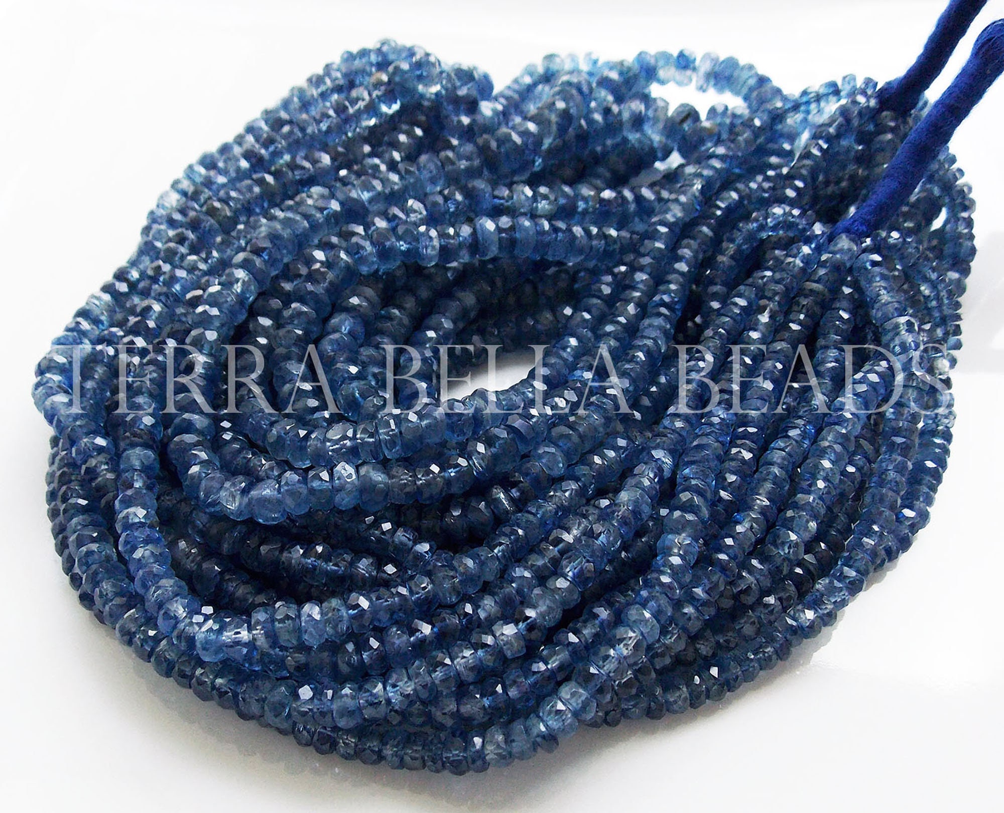 8" half strand AAA GREEN KYANITE faceted gem stone rondelle beads 3mm 4mm 