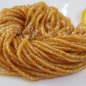 7.5" strand yellow gold AAA SAPPHIRE faceted precious gem stone rondelle beads 2mm - 2.5mm