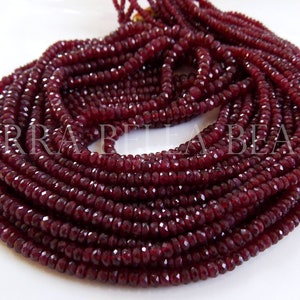 2" natural AAA LONGIDO RUBY gemstone faceted rondelle beads 2.5mm 3mm 3.5mm 4mm 4.5mm 5mm