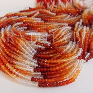 6.25" shaded AAA Mexican FIRE OPAL micro faceted rondelle gem stone beads 3mm 3.5mm orange red calibrated