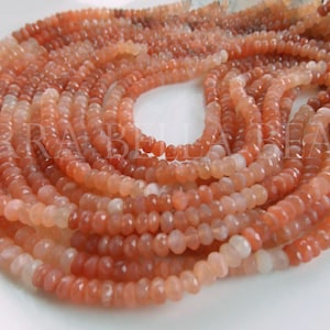 8" shaded peach orange MOONSTONE faceted gem stone rondelle beads 5.5mm - 6mm