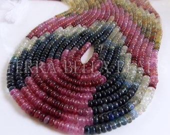 Highest Quality MULTI Color Sapphire Gemstone BeadsNatural Rondelle Shape 3mm 12\u201dFaceted Micro Cut Multi Sapphire Beads 1Strands !!