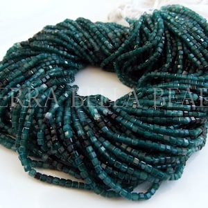 6.25&quot; deep AAA GRANDIDIERITE faceted gem stone bevel cube beads 2.2mm teal blue