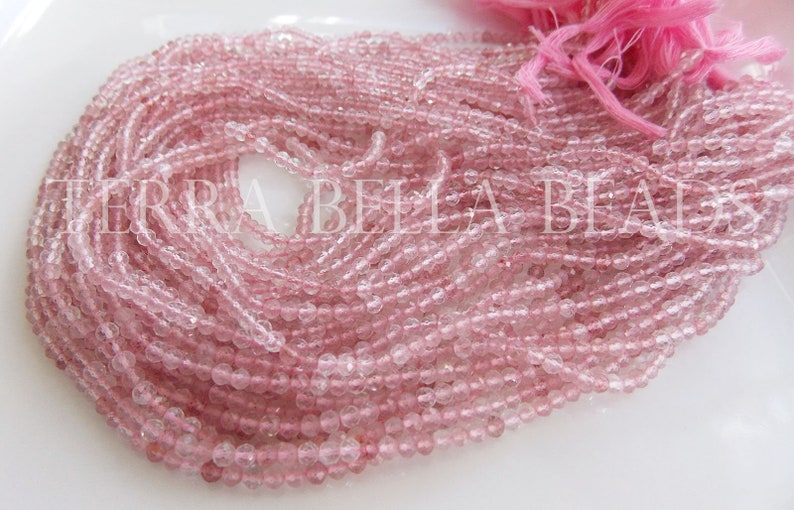 12.5 strand light strawberry quartz LEPIDOCROCITE faceted gem stone rondelle beads 3mm