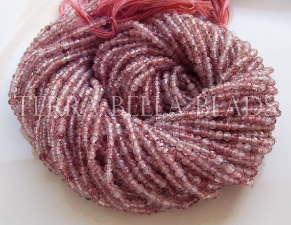12.5 strand light strawberry quartz LEPIDOCROCITE faceted gem stone rondelle beads 3mm