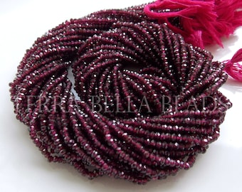 12.5&quot; strand deep RHODOLITE GARNET faceted gem stone rondelle beads 2mm 2.5mm 2.8mm