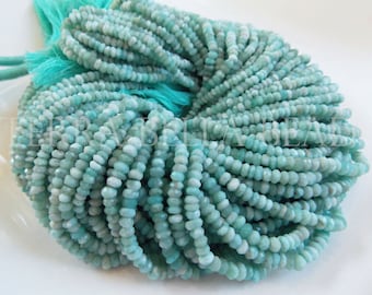 6.25&quot; strand genuine LARIMAR faceted gem stone rondelle beads 3mm 3.2mm 3.5mm 4mm 4.5mm