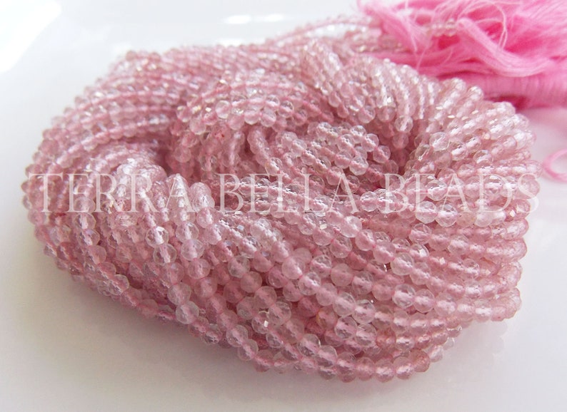 12.5 strand light strawberry quartz LEPIDOCROCITE faceted gem stone rondelle beads 3mm