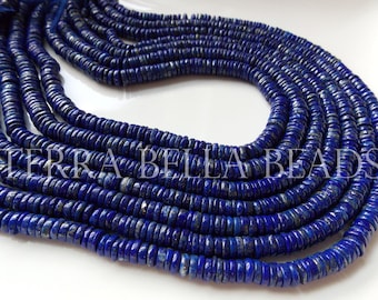 7" half strand deep blue LAPIS LAZULI heishi gem stone rondelle beads 3.5mm 4mm 4.5mm 5mm 5.5mm 6mm 6.5mm