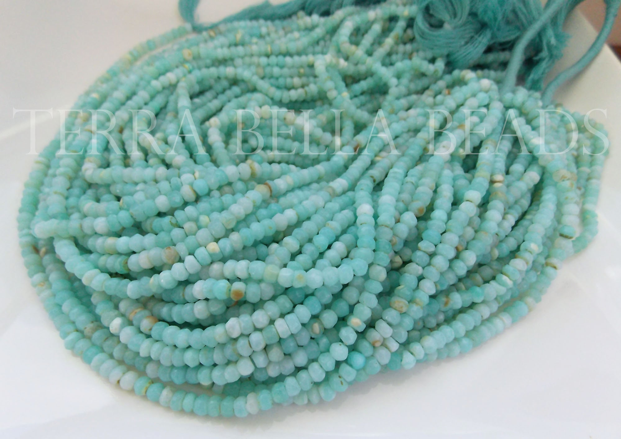 RARE GEMSTONE | Blue Peruvian Opal Gemstone Plain Roundels Beads 12 Inch  Strand Size - 6 MM Gemstone Making Jewelry | Blue Opal Beads (60+ Beads)