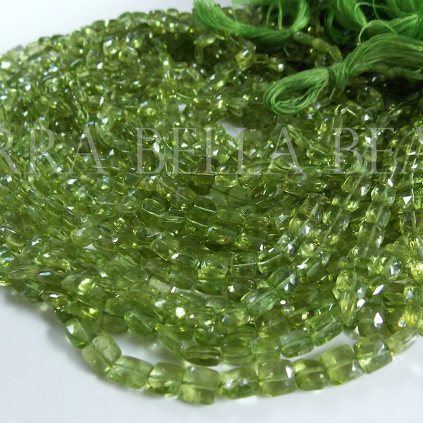 13" strand PERIDOT faceted gem stone cushion nugget beads 5mm - 5.5mm green