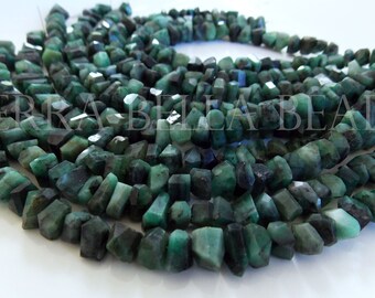 8mm green 7 strand natural EMERALD faceted precious gem stone fancy nugget beads 7mm