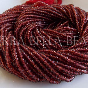 16" red MOZAMBIQUE GARNET faceted gem stone rondelle beads 3mm