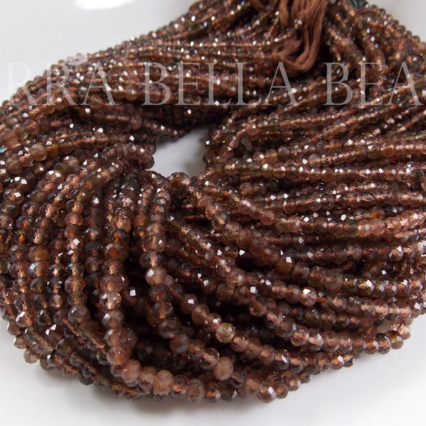 12.5" AAA ANDALUSITE faceted gem stone rondelle beads 3.8mm 4.2mm brown calibrated