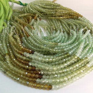 12.5" green shaded AAA GROSSULAR GARNET faceted rondelle gem stone beads 3.5mm - 3.8mm calibrated