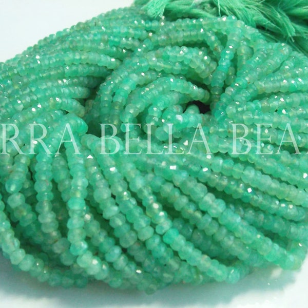 12.5" light green AAA CHRYSOPRASE faceted gem stone rondelle beads 3mm 3.5mm 4mm 4.5mm