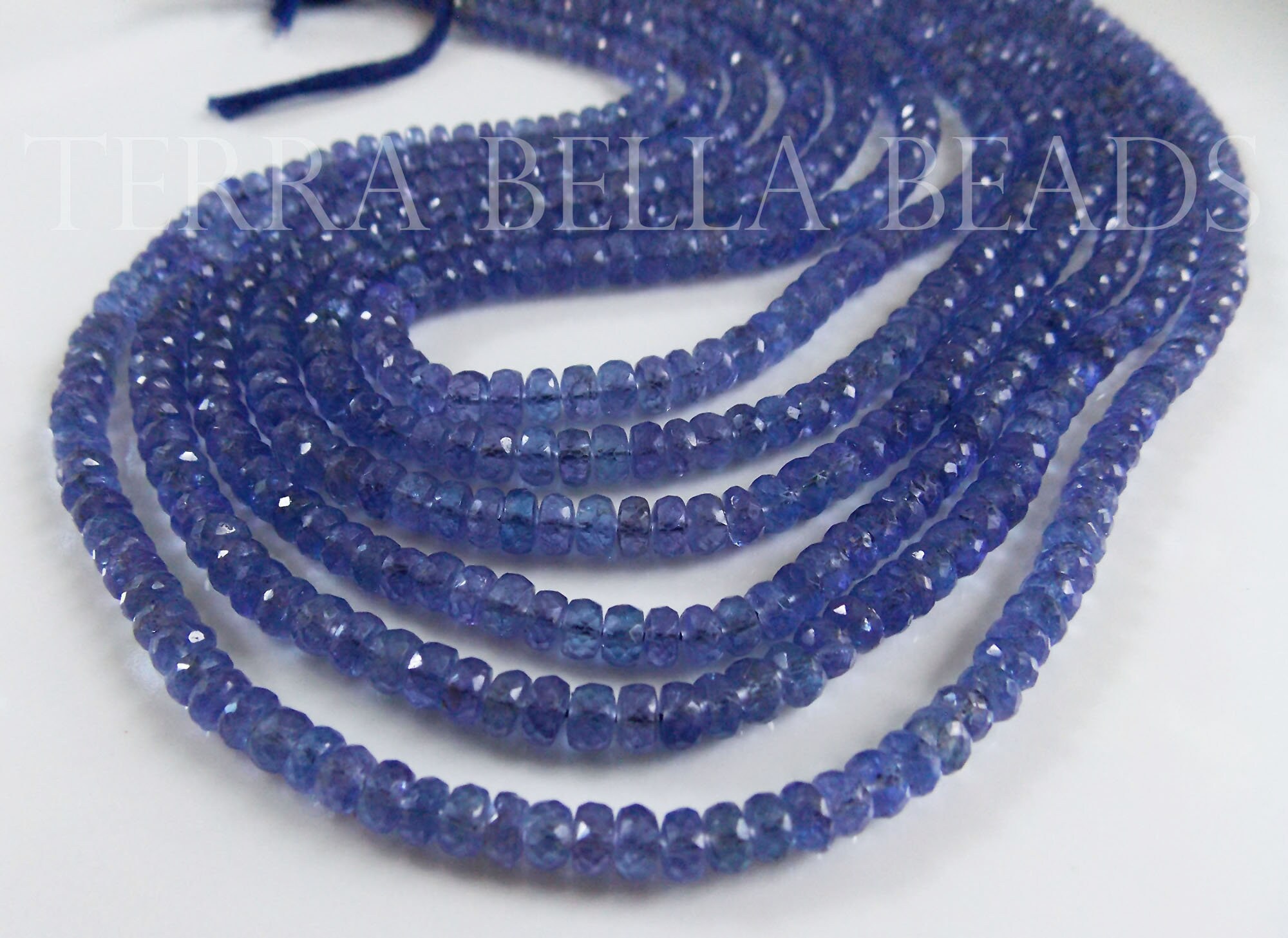 8" strand AAA TANZANITE faceted rondelle gem stone beads blue violet 3.5mm -  4.5mm