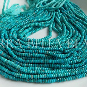 6.25" strand ARIZONA TURQUOISE faceted gem stone wheel rondelle beads 3mm 3.2mm 3.5mm 4mm blue