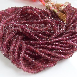 7&quot; half strand medium PINK TOURMALINE faceted gem stone rondelle beads 2mm - 3.5mm