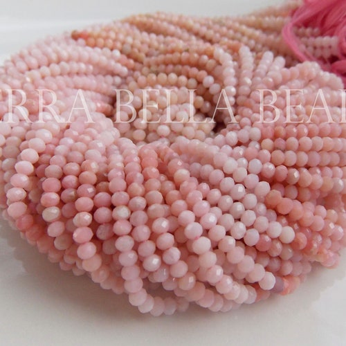 12.5 Strand Shaded PINK PERUVIAN OPAL Faceted Rondelle Etsy