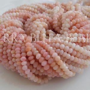 13" shaded PINK PERUVIAN OPAL faceted rondelle gem stone beads 4mm