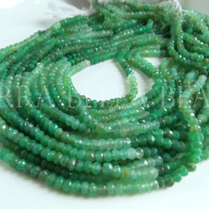 13" shaded green CHRYSOPRASE faceted gem stone rondelle beads 3.5mm - 4mm
