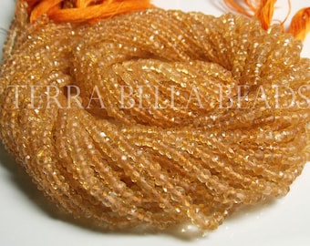 13&quot; strand golden CITRINE faceted gem stone rondelle beads 3mm 3.2mm 3.5mm yellow