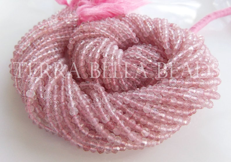 12.5 strand light strawberry quartz LEPIDOCROCITE faceted gem stone rondelle beads 3mm