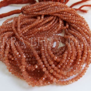 13&quot; strand orange AAA AFRICAN SUNSTONE faceted gem stone rondelle beads 2.8mm calibrated