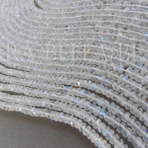 7&quot; white RAINBOW MOONSTONE faceted gem stone rondelle beads 5.5mm 6mm 6.5mm hand cut