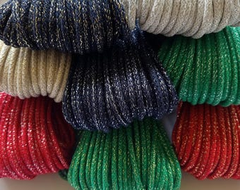 5mm Stiff Cotton Sewing Cord with Polyester Core and Lurex (Gold / Silver) — 50m / 100m — For Bags, Baskets, Placemats, Home Decor Sewing