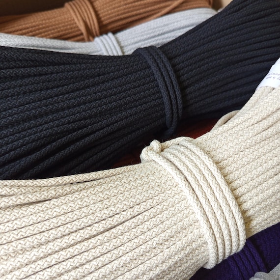 5mm Eco Cotton Cord with Polyester Core | Stiff Braid Rope