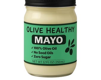Mayonesa saludable de oliva elaborada con 100 % aceite de oliva, sin aceites de semillas y cero azúcar, 12 onzas