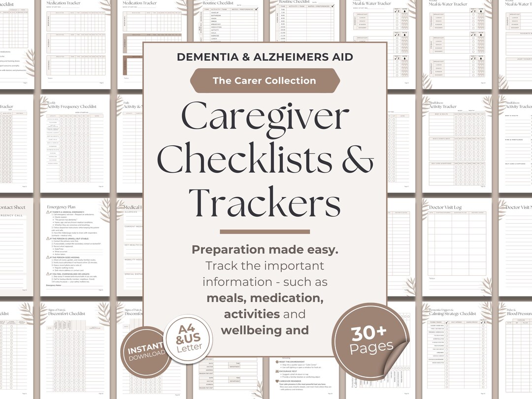 Caregiver Checklists & Trackers | Dementia Care Printable Planners