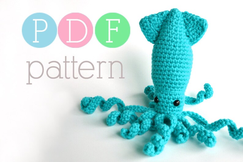 Amigurumi Sparkling Squid Crochet PDF Pattern image 1