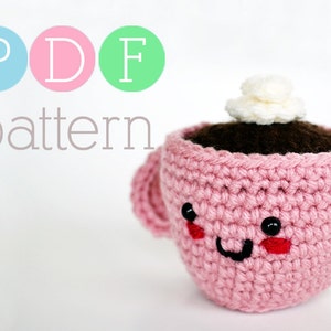 Amigurumi Coffee or Tea Cup Pincushion Crochet PDF Pattern image 1