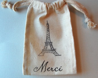 Eiffel Tower Muslin Favor Bag / Set of 200/ Party Favor Bag