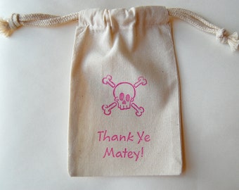 Pink Princess Pirate Party Favor Bags / Set of 15 / Birthday Party Favor Bags